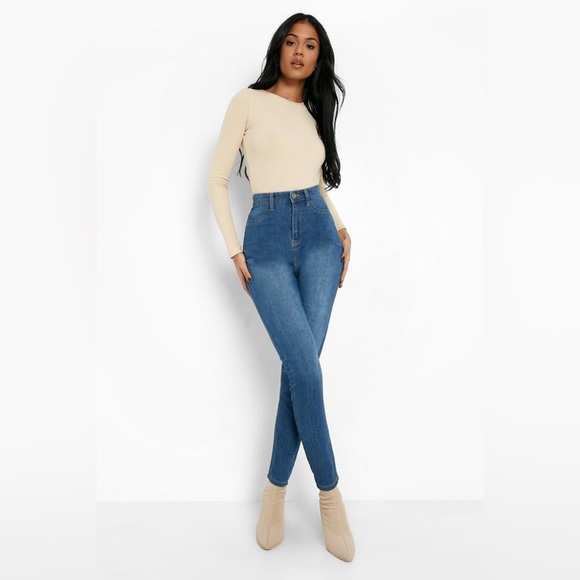 BOOHOO WOMEN’S BASIC SKINNY JEAN JEGGING SIZE 8 TALL - Picture 3 of 8